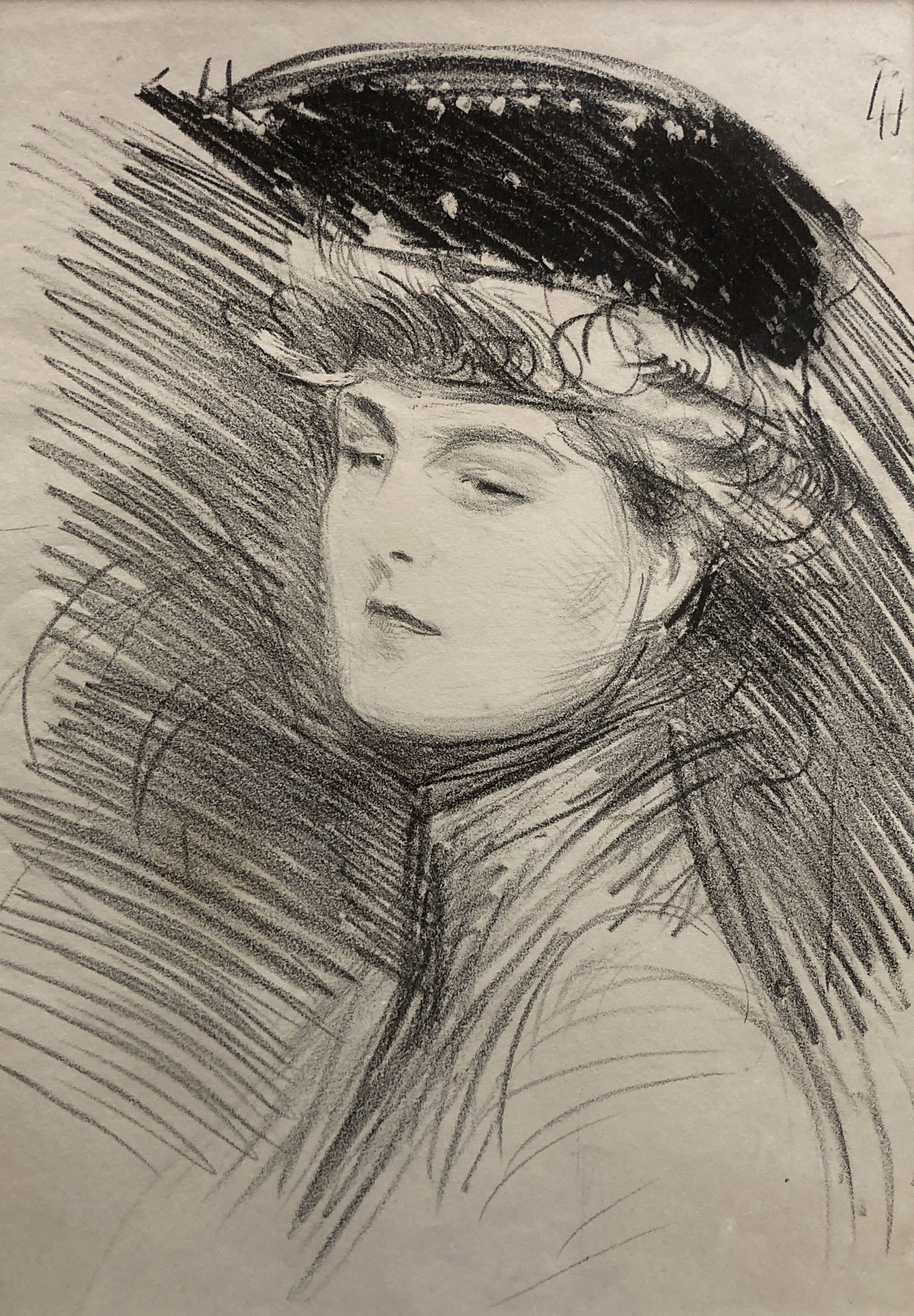 Paul César Helleu (1859-1927), lithograph, Portrait of an Edwardian lady, 41 x 30cm, unframed